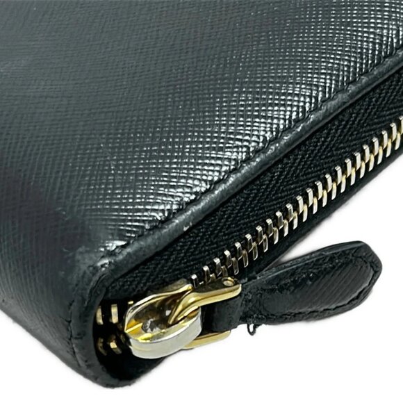 Auth PRADA - Black Saffiano Leather Long Wallet - Picture 6 of 10